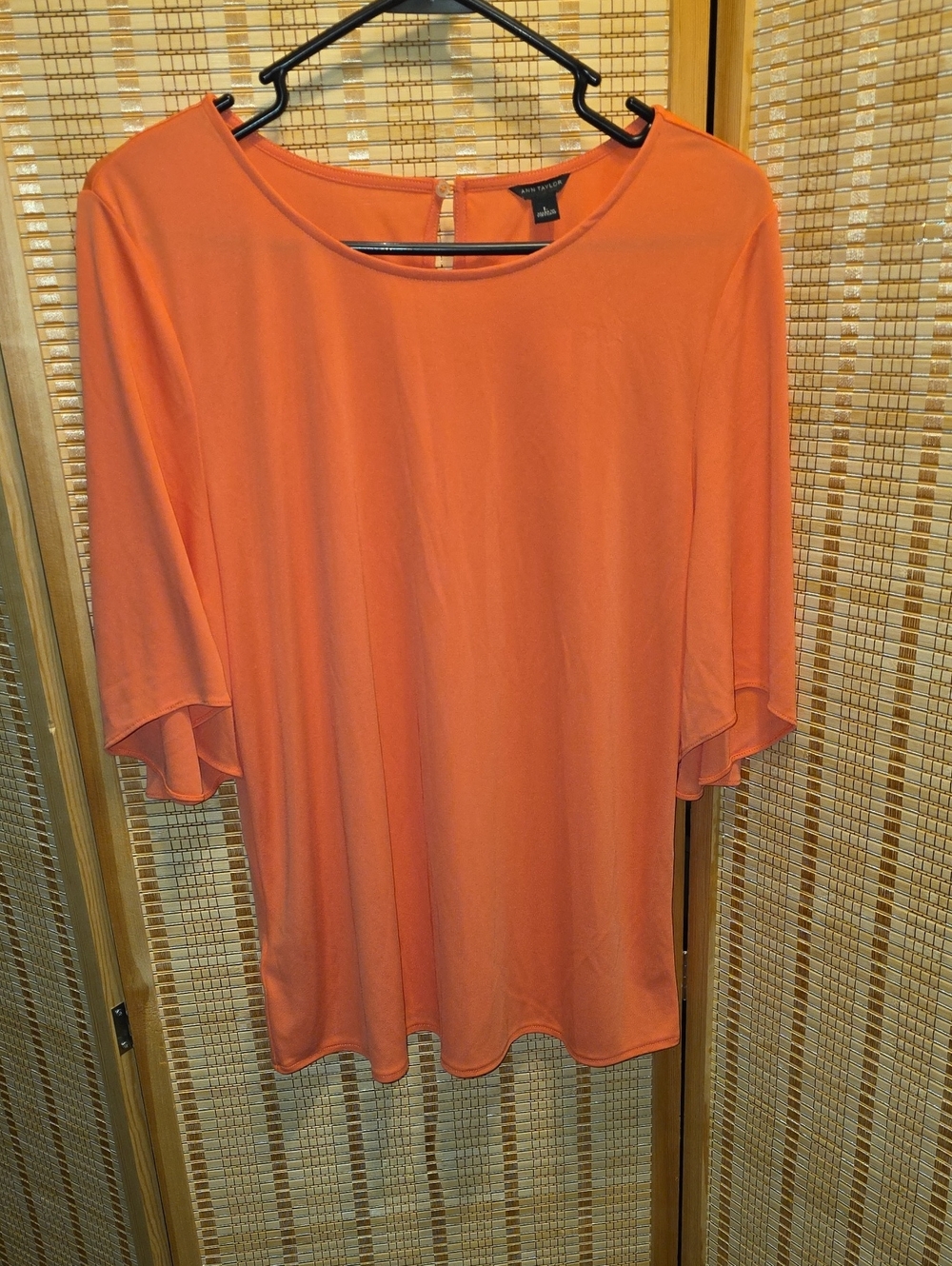 NWT Ann Taylor Bright Orange Flutter-Sleeve Tunic Top